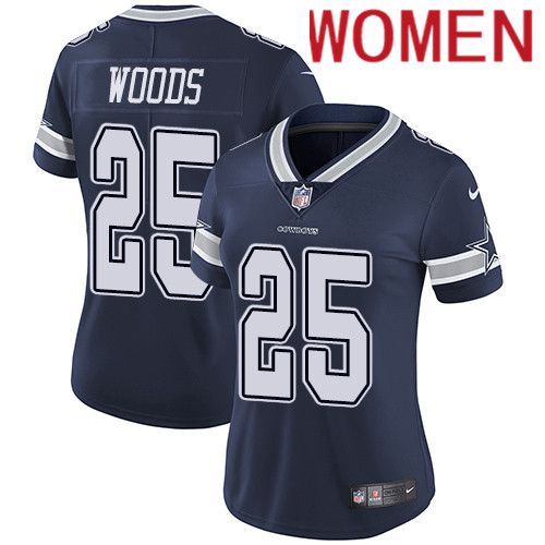 Women Dallas Cowboys 25 Xavier Woods Nike Navy Vapor Limited NFL Jersey